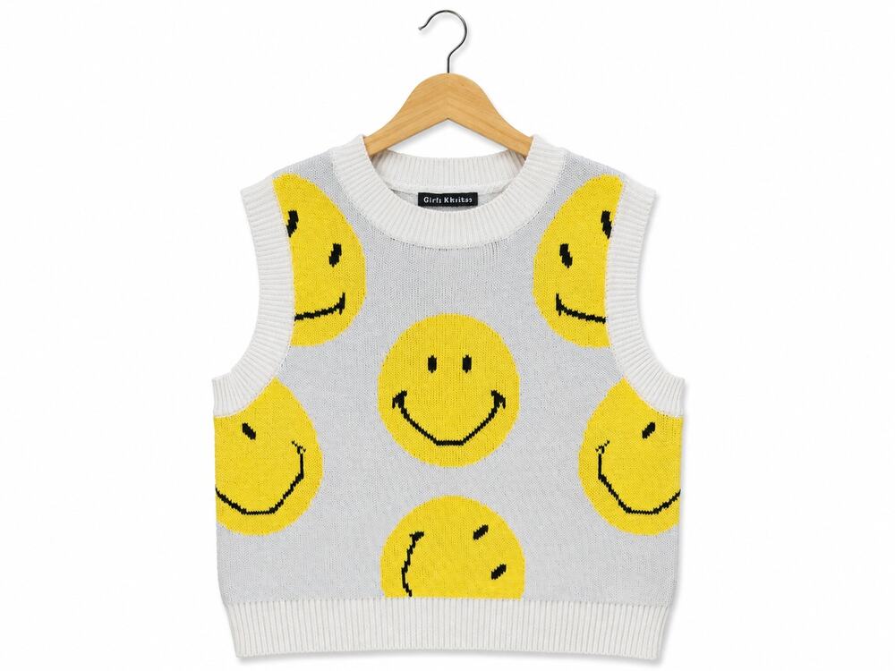 Over Kleshas Smiley Face Sweater Vest Size L/XL